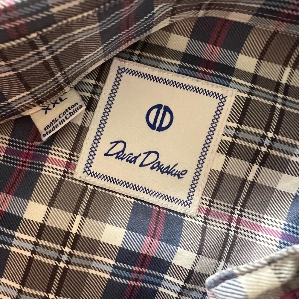 David Donahue big and tall XXL Gray Pink Blue Plaid Button Down Dress Shirt - Picture 10 of 11